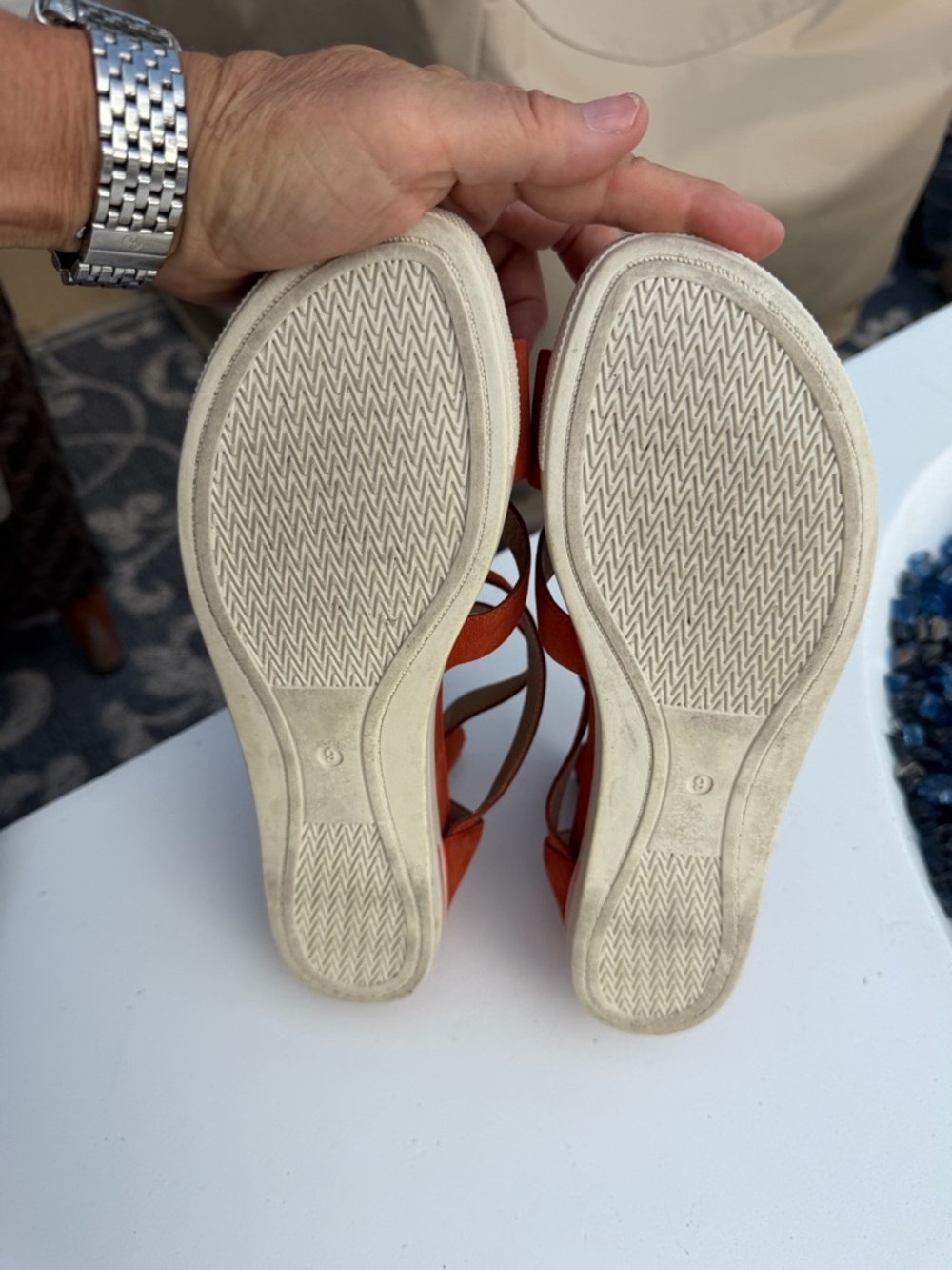 Eileen Fisher Rust Orange Suede Strappy Ankle Sandals - Picture 11 of 13